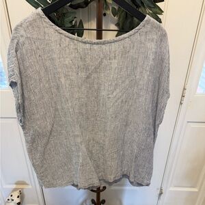 Tahari Lagenlook Minimalist Linen Top Shirt Button Down Back SS M Oversized